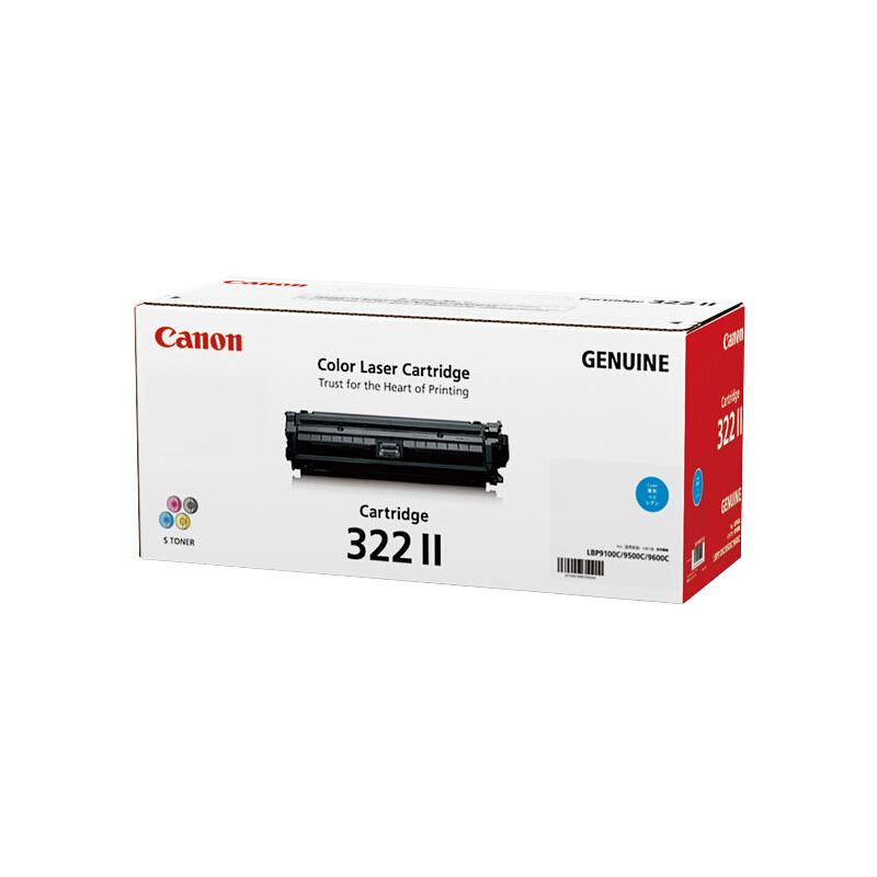 佳能(Canon) CRG 322 322II大容量Cartridge硒鼓 BK黑色C青色M红色Y黄色硒鼓LBP9100 CRG322ll-C高容青色/15000页