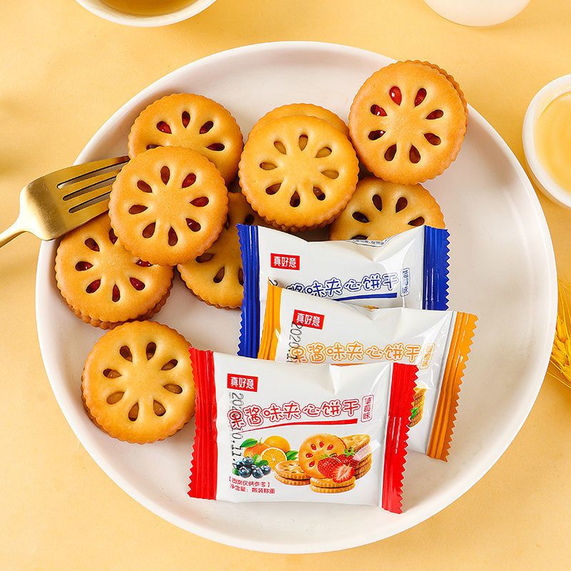 真好意果酱夹心饼干整箱儿童休闲网红零食早餐饼干代餐300g