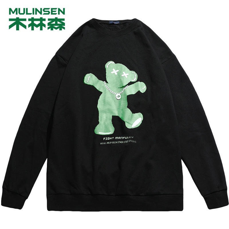 [直营]木林森(MULINSEN)温感变色卫衣男秋冬新款潮牌小熊情侣上衣外套