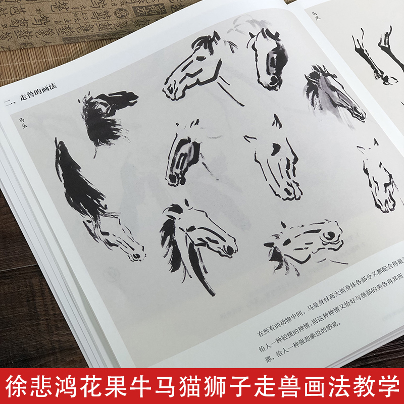 [醉染正版]徐悲鸿课徒画稿新版 徐悲鸿花果走兽禽鸟人物绘画技法教学水墨国画画集梅兰竹枇杷马牛怎样画马画狮范画临摹名家国画高清大图