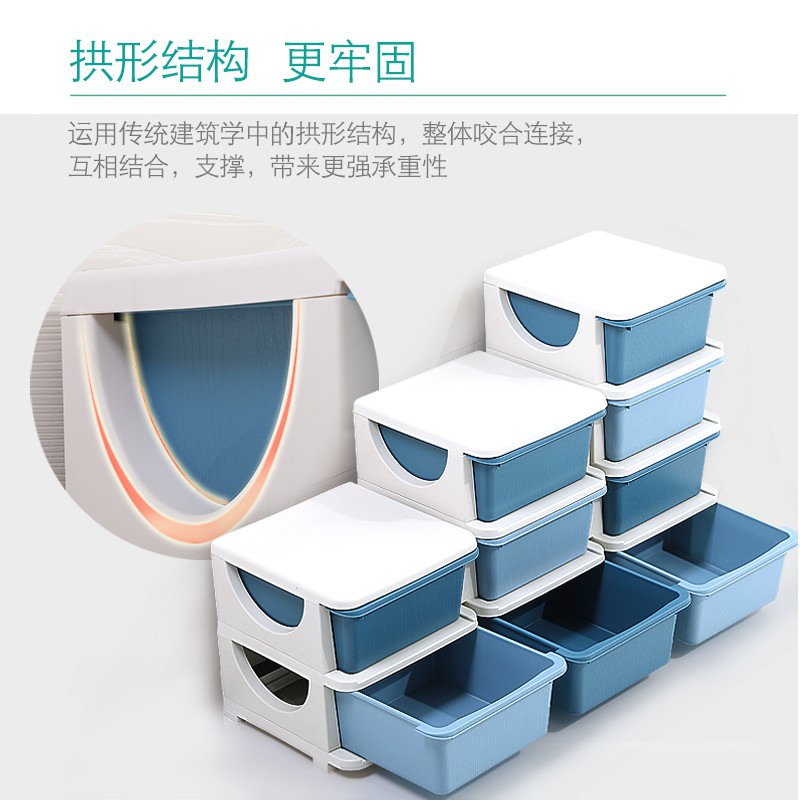 儿童收纳架抽屉式储物柜子玩具收纳架大容量置物架塑料卧室床头柜 三维工匠收纳柜高清大图