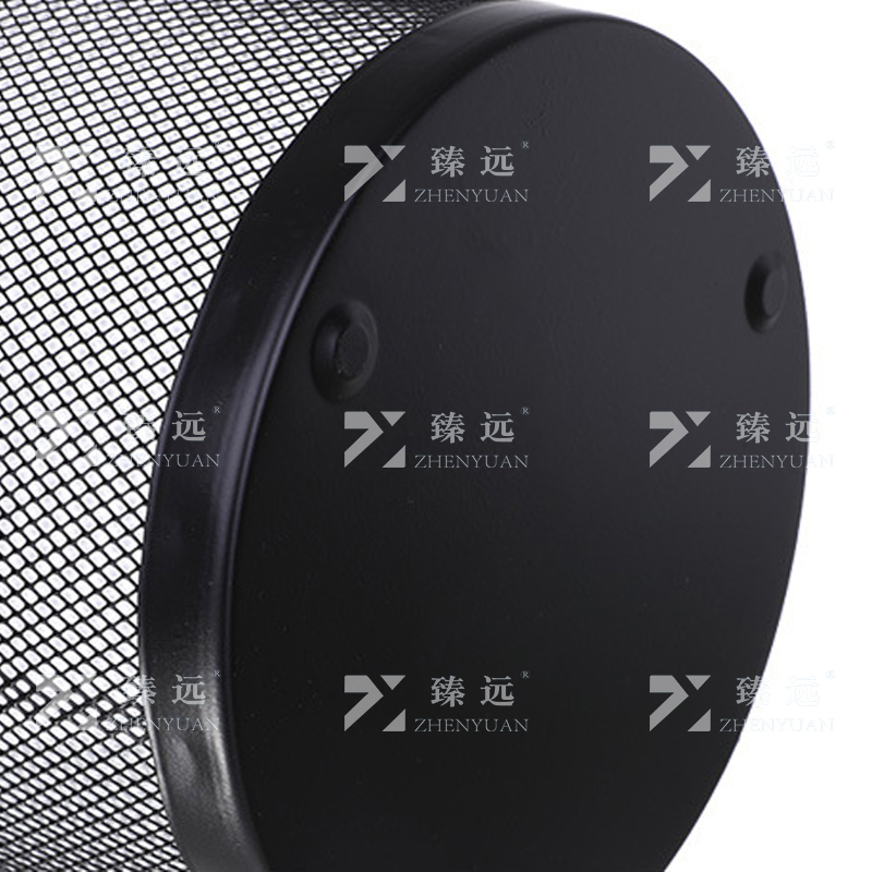 臻远 ZY4022202 网状圆形垃圾桶铁艺垃圾篓无盖纸篓 黑色中号