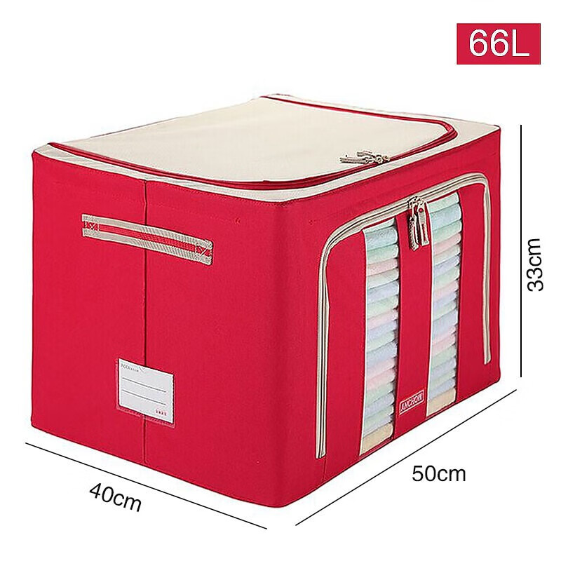 安巢(ANCHOW)双视窗家用衣物折叠收纳箱AJ266红色66L 50*40*33cm高清大图