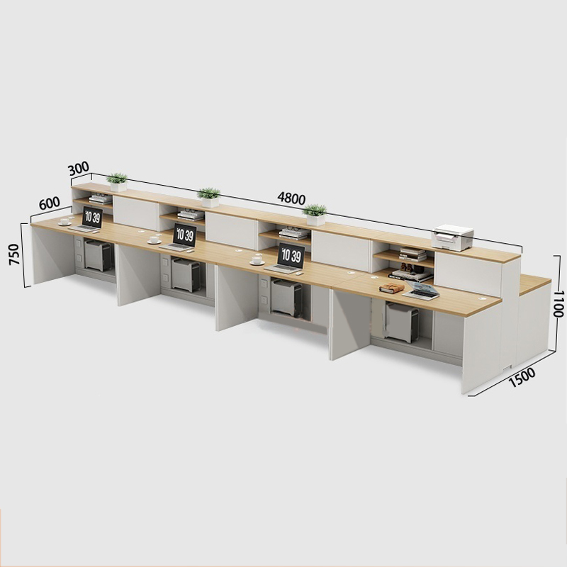 烁恒屏风办公桌八人位张高清大图