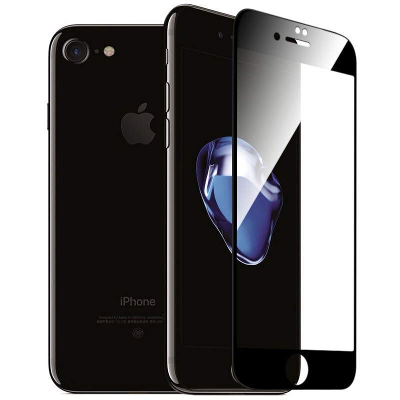 送手机壳]溪特 苹果iphone7手机膜自营钢化玻璃膜(4.7英寸)原装全屏钢化膜全屏覆盖防爆抗刮花高清高透贴膜黑色