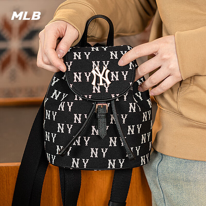 MLB 运动双肩包女 24春季书包老花时尚休闲背包3ABKS014N-50BKS高清大图