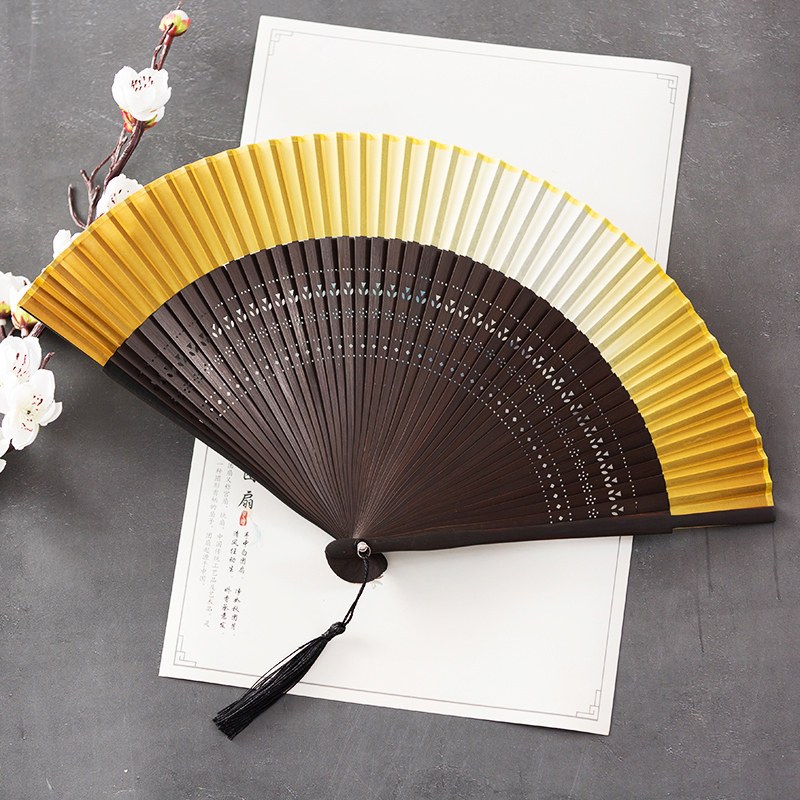 中国风渐变色女式舞蹈古装扇子日式和风古典汉服蹦迪古风手工折扇