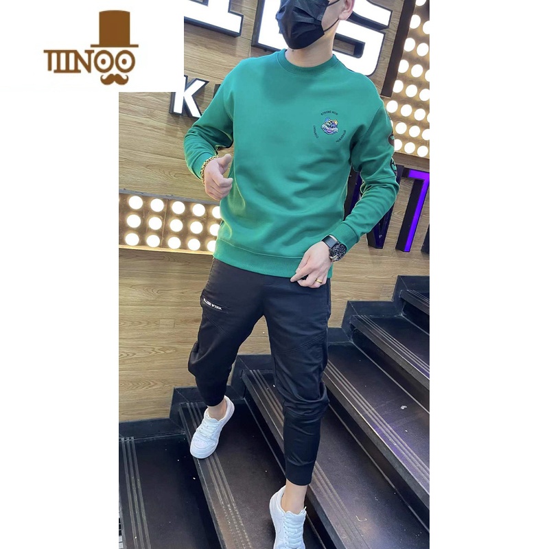 YANXU卫衣男士潮牌ins秋装网红长袖T恤2022新款冬季痞帅潮流圆领外套男高清大图