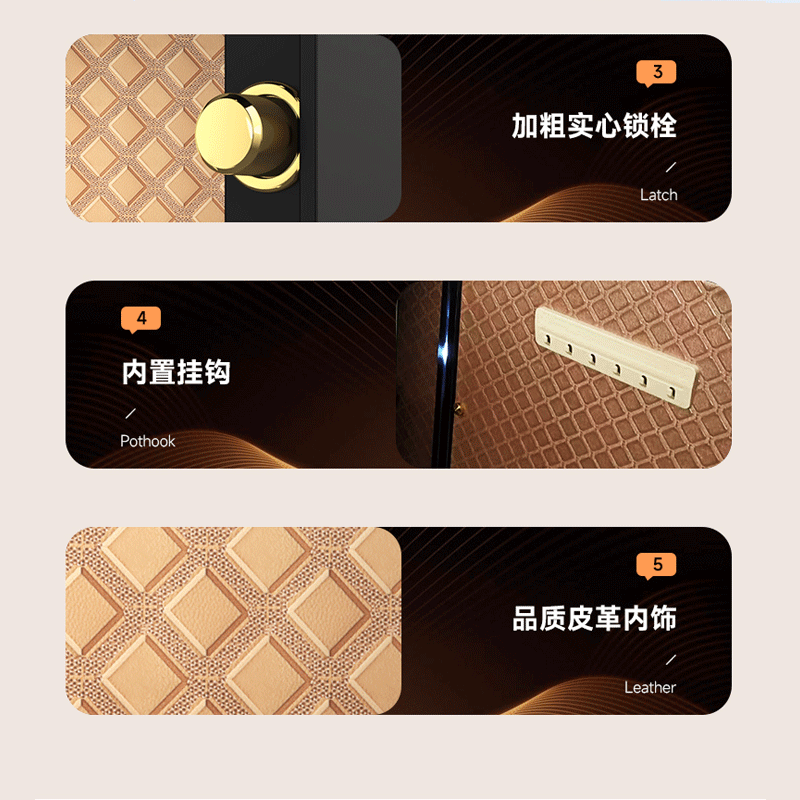 迅迈 [黑色双门人脸识别+指纹+密码+钥匙]37*43*80CM 防盗保险保管箱柜 单位:台 (颜色可选)高清大图