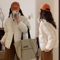 羽绒棉衣棉服女新款冬季韩版黑色小个子加绒短款立领面包服外套女 M 白色