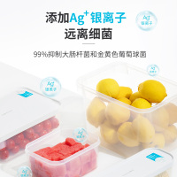 茶花抗菌冰箱专用食品保鲜盒塑料可微波炉加热密封盒水果盒储物盒[欧铂兹_保鲜盒2.6L-自带提手]