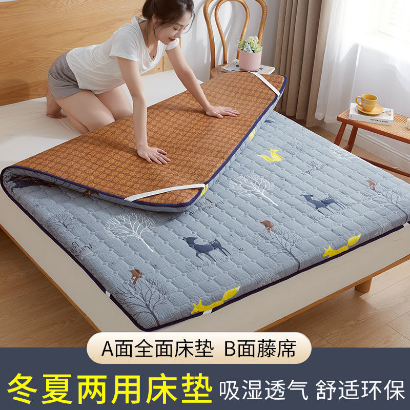 床垫子软垫加厚宿舍单人垫被冬夏季凉席两用折叠垫褥子家用 动物乐园4cm-凉席床垫双面可用 135*200cm单人床双面可用