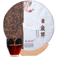 云南普洱茶熟茶 普洱茶 金芽大树熟饼七子饼茶送礼普洱茶叶 单饼357克