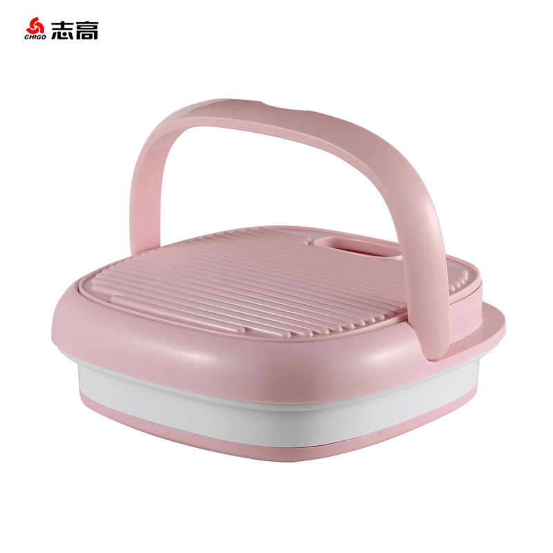 志高(CHIGO)迷你可折叠洗衣机(樱花粉) (普通款含超声波) 便携式出差 家用小型内衣内裤袜子洗护机洗衣机