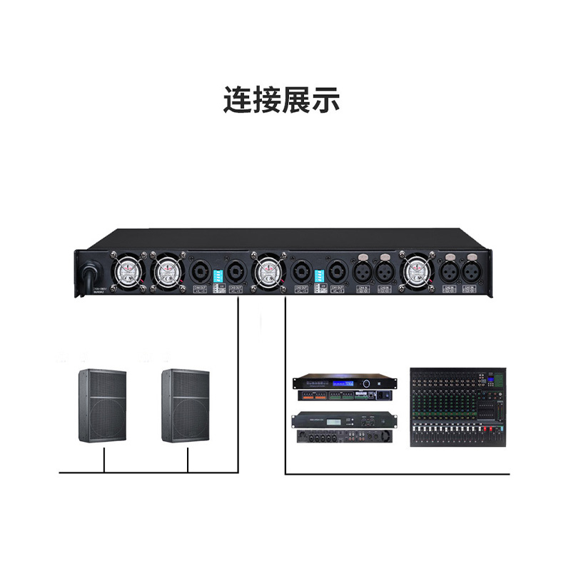 润普Runpu RP-GF4S-1000W 国产化专业音频系统音箱音响功放1U4通道1000W大功率数字功放高清大图