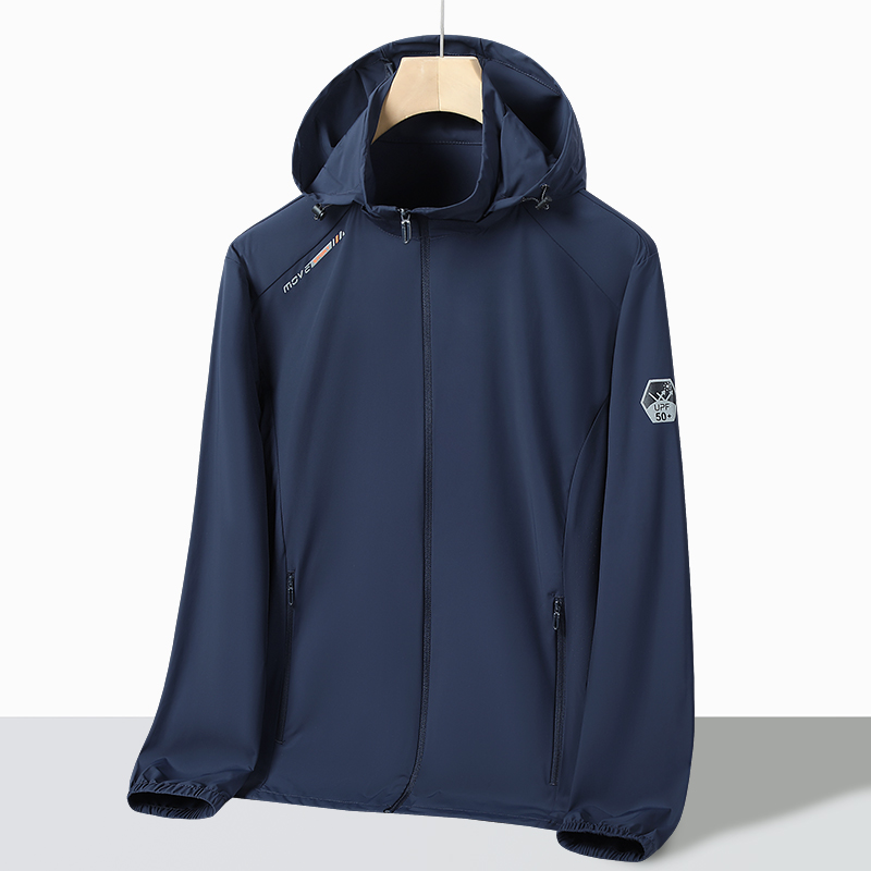 渔人船长夏季情侣款防晒衣男女轻薄透气防紫外线休闲运动户外风衣外套 男藏青 3XL