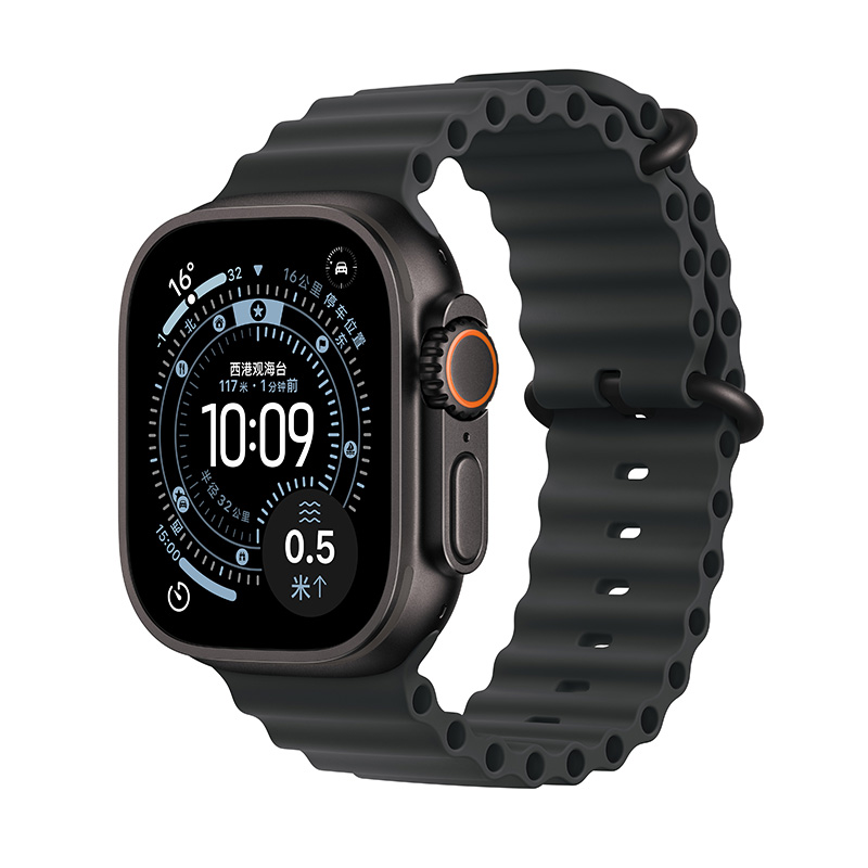Apple Watch Ultra 3 (GPS + 蜂窝网络) 49毫米黑色钛金属表壳黑色海洋表带