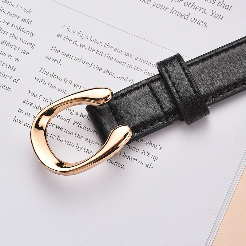 啄木鸟女士皮带真皮简约百搭装饰显瘦配牛仔裤腰带女潮流韩版黑色高清大图