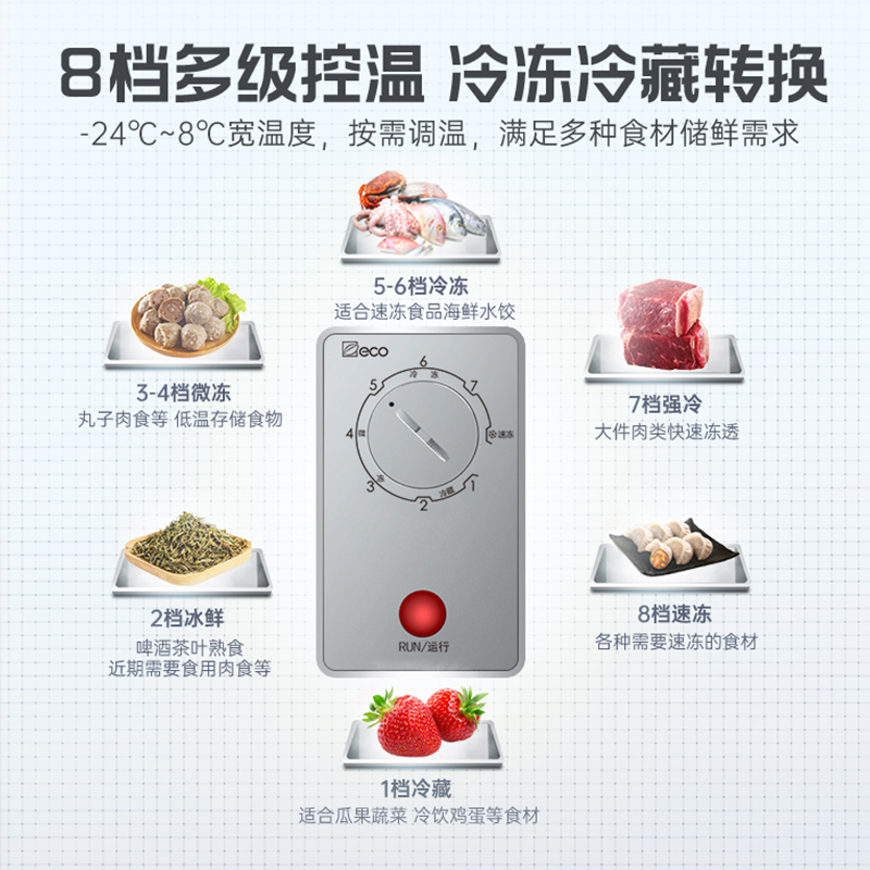 澳柯玛(AUCMA) 100升家用卧式冷柜冰柜小冰箱 阻霜减霜 合金内胆 无界天际线 BC/BD-100HSNE