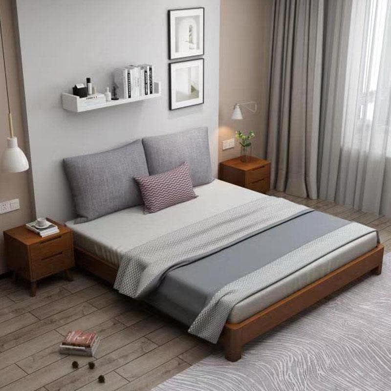 森美人北欧全实木床日式榻榻米床架现代简约1.5米1.8米无床头矮床双人床图片