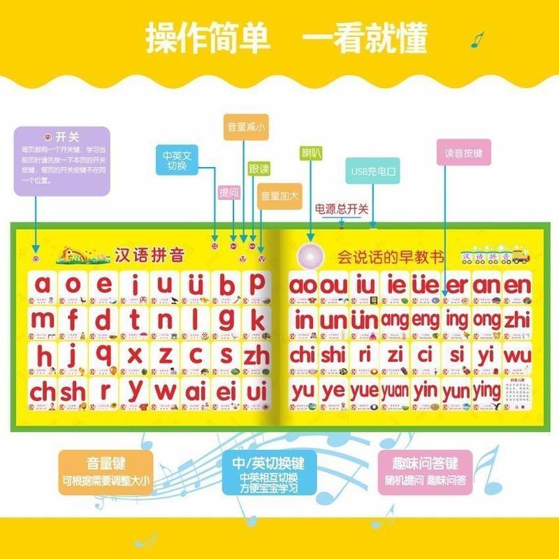 会说话的早教书(充电点读版) 0-6岁宝宝学说话点读学习机 会说话的早教书婴幼儿童有声挂图玩具