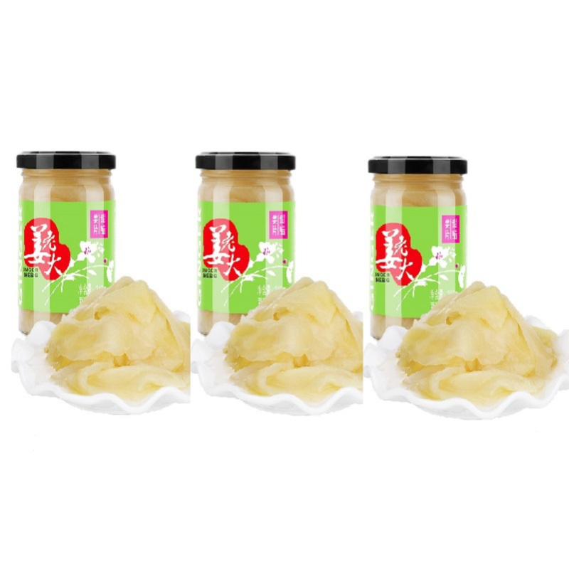 姜老大 寿司甜醋姜片240g*3瓶 生姜片糖姜片甜醋姜片醋泡姜寿司食材咸菜小菜 传统工艺加工 营养翻倍