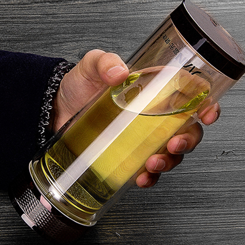 富光320ml双层水晶玻璃杯加厚水晶底茶杯scp个