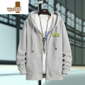 YANXU开衫连帽卫衣男加绒宽松拉链外套加肥加大码休闲上衣连