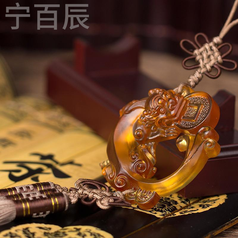 宁百辰珍珠马 琉璃汽车挂件 水晶貔貅饰品保出入平安符 车用挂饰