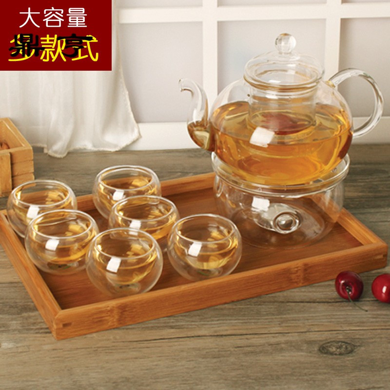鼎亨耐高温水果茶壶花茶具套装可加热玻璃茶壶家用保温煮茶壶泡茶