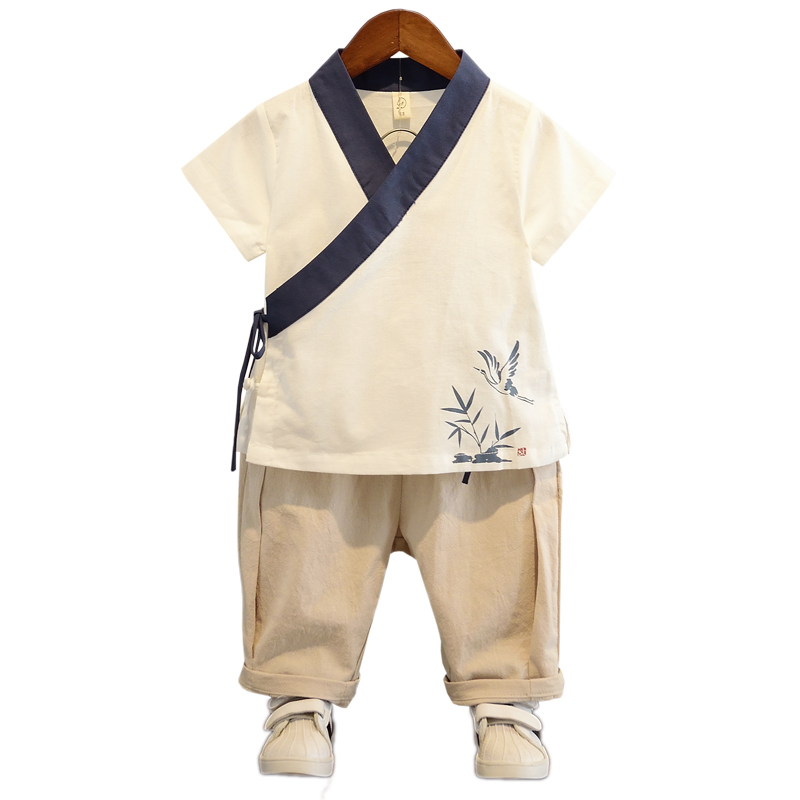 白色 90 儿童汉服唐装男童夏装套装中国风童装古装夏天小男孩民族服装夏款