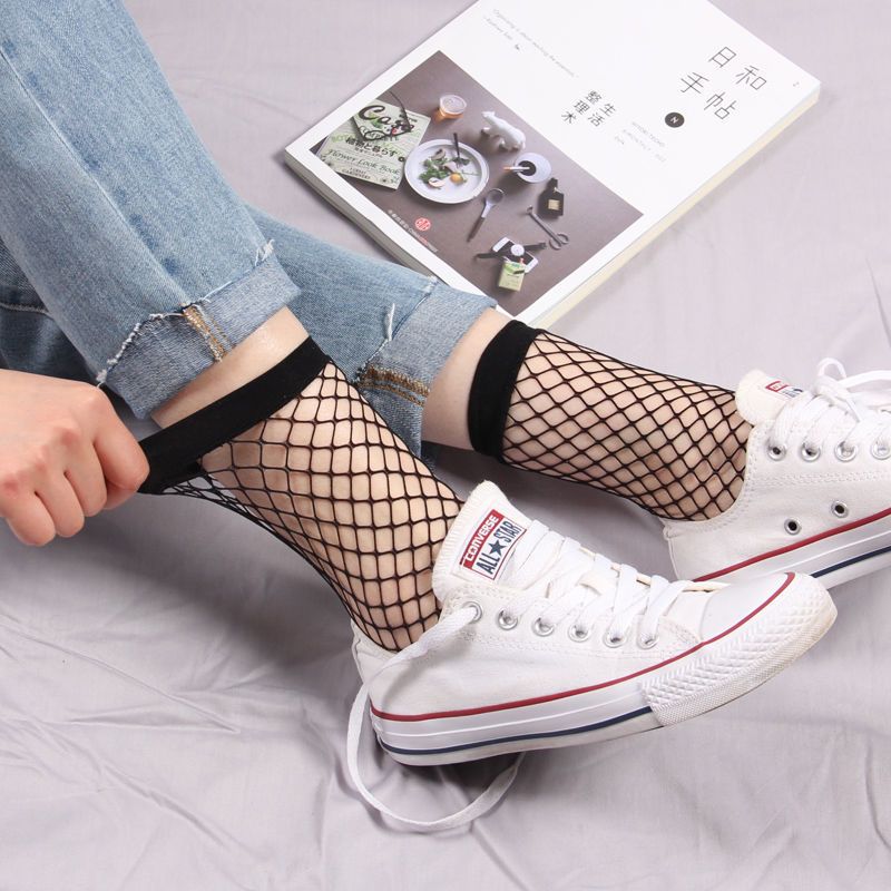 渔网袜短筒性感镂空网格袜春夏新款超薄网红同款透明百搭网格丝袜