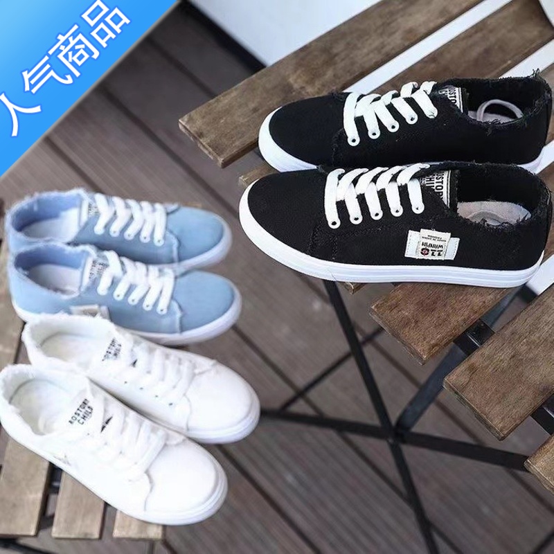 SUNTEK帆布鞋女学生韩版2023夏季新款时尚百搭休闲板鞋舒适 ins潮小白鞋高清大图