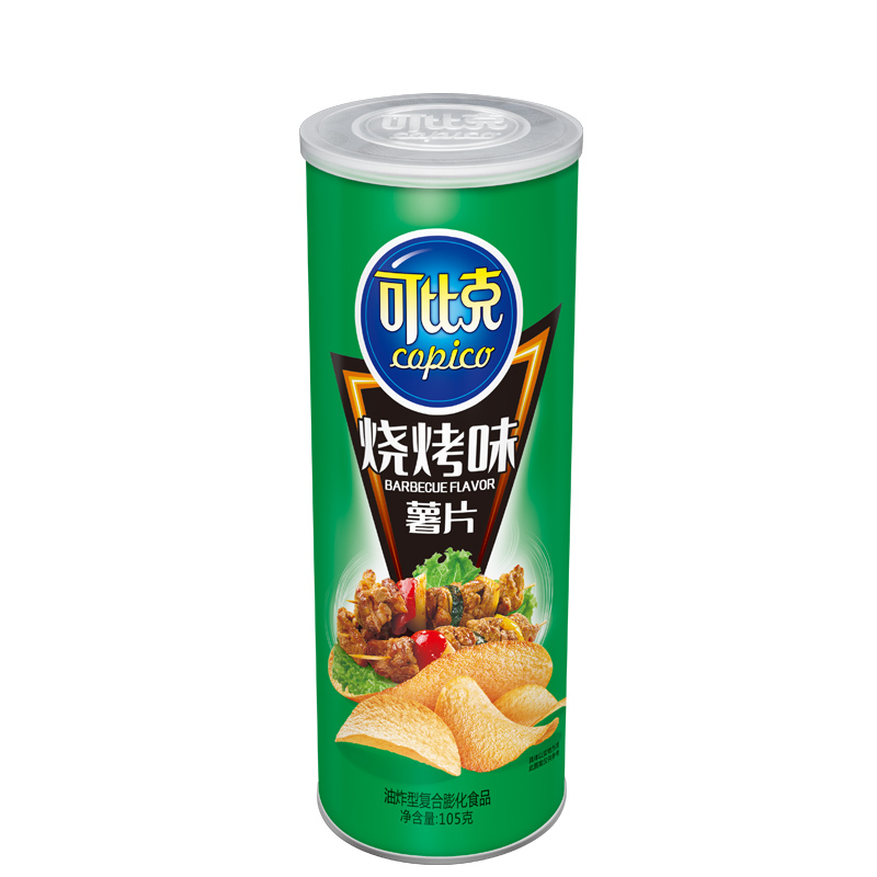 可比克 薯片桶装大礼包膨化食品办公室零食休闲小吃薯片罐装105g*4 4种口味各1