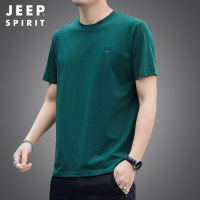 重点主推JEEPSPIRIT短袖T恤男士夏季上衣运动休闲百搭圆领HL7236 3XL 墨绿