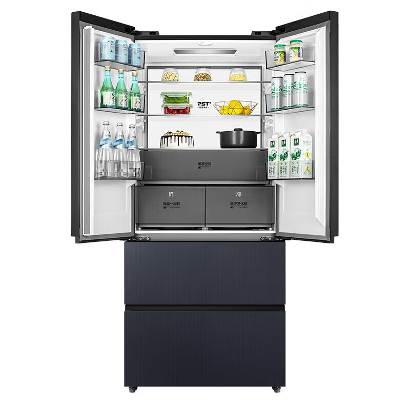 美的(Midea)超薄嵌入微晶一周鲜底部散热法式多门四开门风冷无霜一级双变频净味冰箱BCD-526WUFGPZMA钻影灰