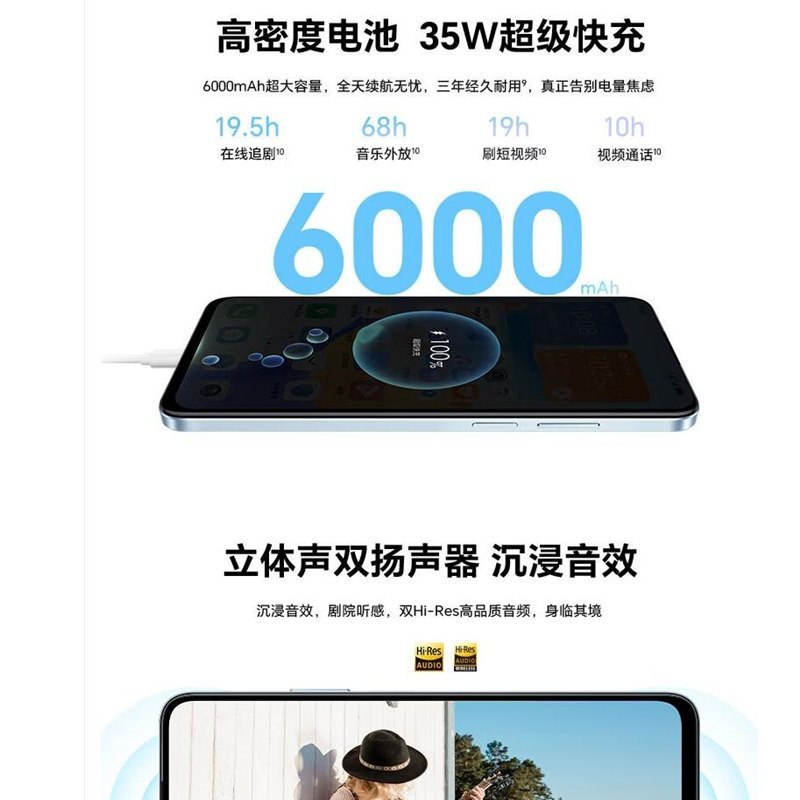 [全新]荣耀畅玩50 Plus 8GB+256GB 星辰紫 天玑6020 5G芯 5000万影像 6000mAh大电池 35W充电 90Hz刷新率 5G智能手机