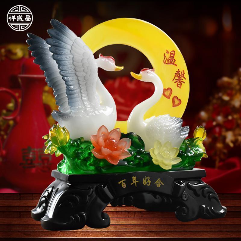百年好合摆件天鹅创意家居客厅电视柜酒柜装饰品闺蜜新婚结婚_994