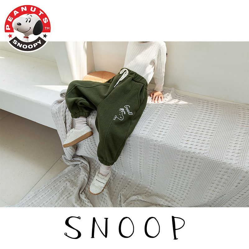 史努比(SNOOPY)儿童摇粒绒加厚毛毛裤童装男童裤子休闲运动长裤KRS026