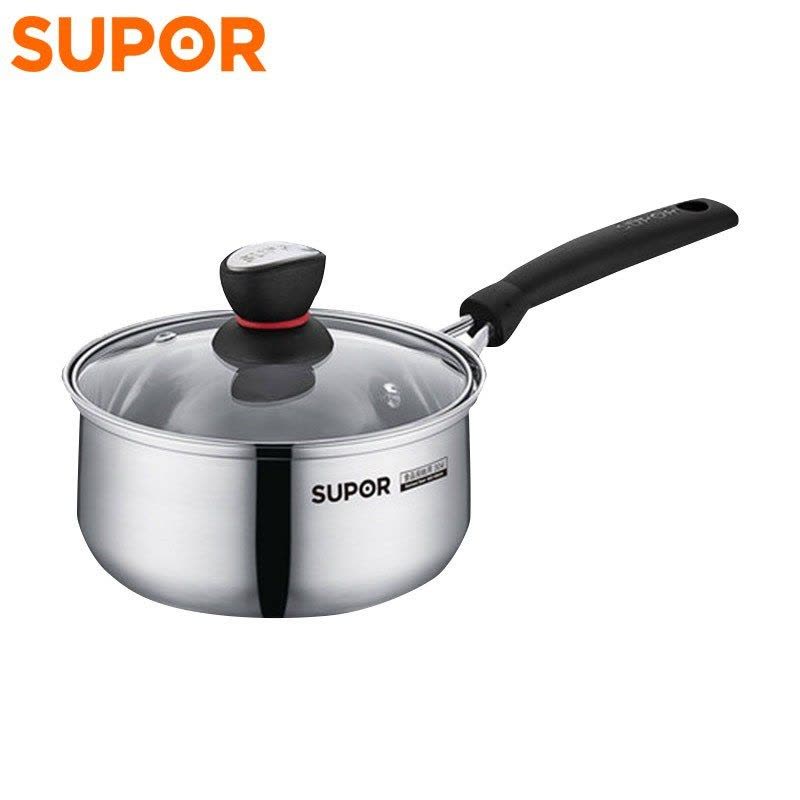 苏泊尔(SUPOR)小红圈示温多用途ST18H1时尚304不锈钢汤锅奶锅炖煮锅18cm电磁炉通用图片