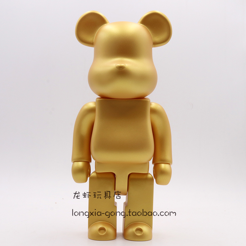 积木熊手办模型bearbrick暴力熊白模diy素材上色手办玩具摆件金色高约
