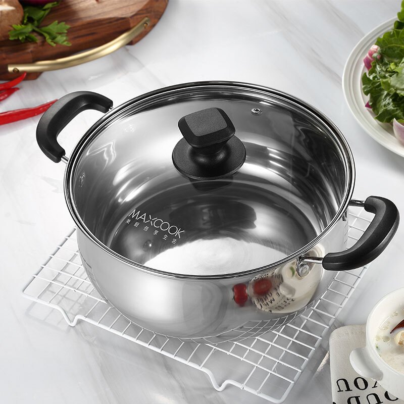 美厨(maxcook)汤锅 304不锈钢汤锅汤煲22/24cm 加厚复合底 燃气炉电磁炉通用