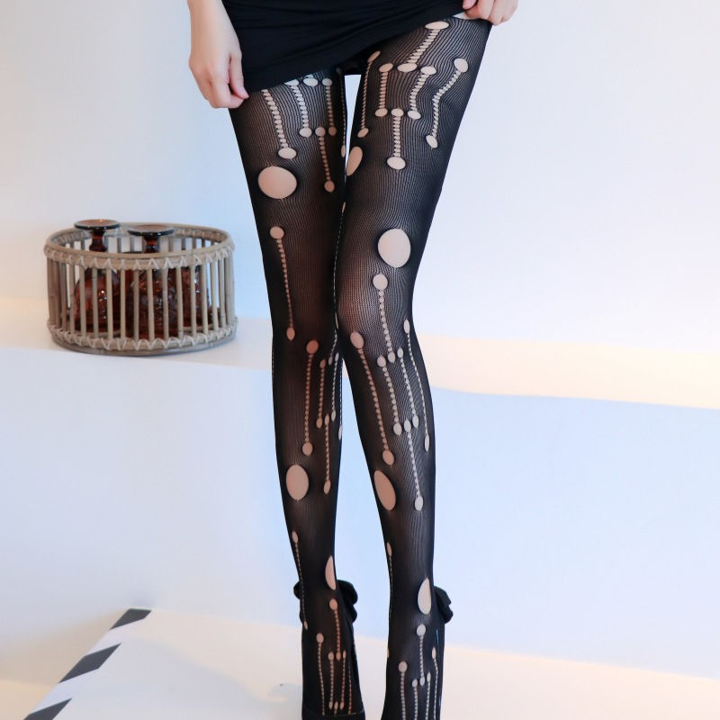 长夜漫漫情趣丝袜提花网裤性感镂空诱惑渔网袜打底连裤袜大码5064 黑色 精装(80-140斤)