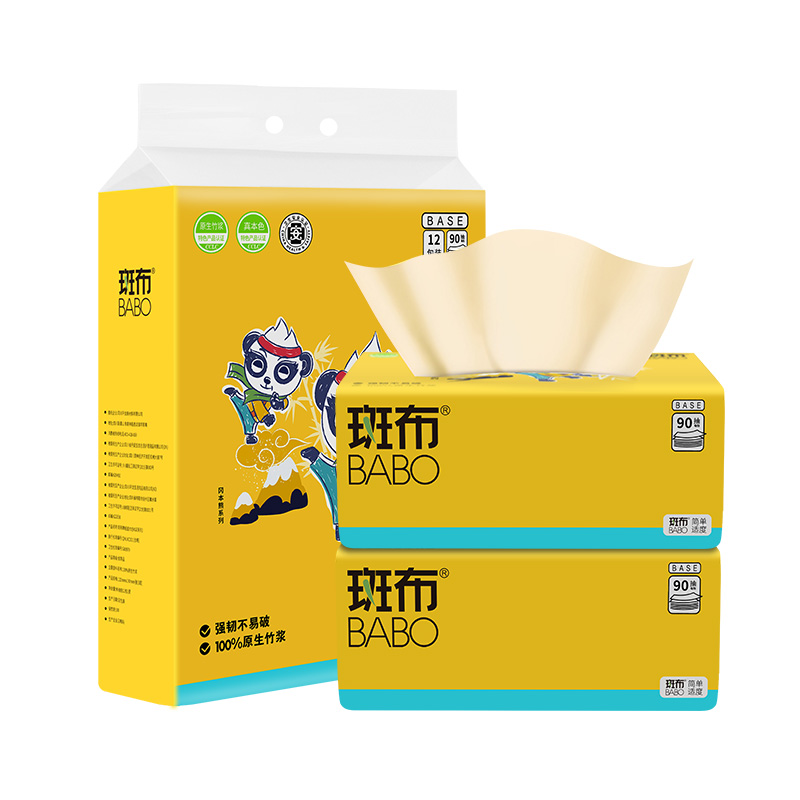 斑布冈本熊系列抽纸3层90抽面巾纸卫生纸12包/件 BCTR90E12高清大图