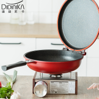 迪迪尼卡(Didinika)2019新品双面可拆分式烤盘麦饭石无油烟不粘多功能煎锅焖锅 红色