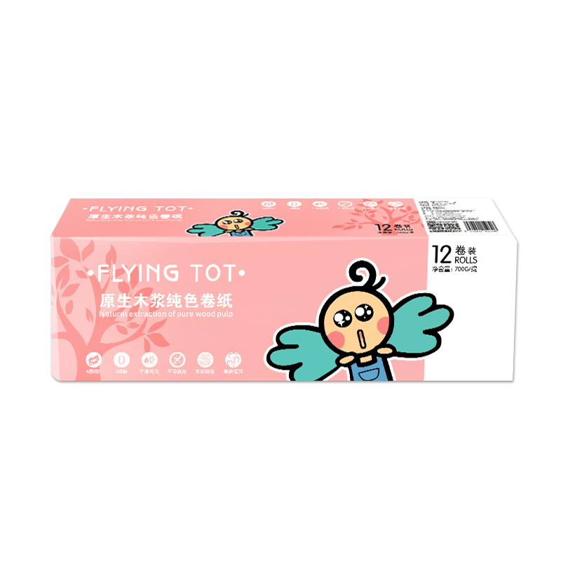 FLYING TOT 原生木浆纯色卷纸-12卷 M547 餐巾纸卫生纸面巾纸家用纸巾高清大图
