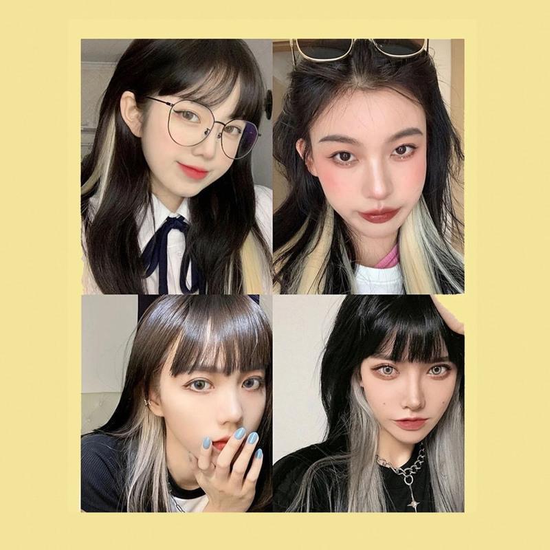 彩色挂耳烫假发片女长发挑染无痕一片式lisa同款接发条挂耳染发片