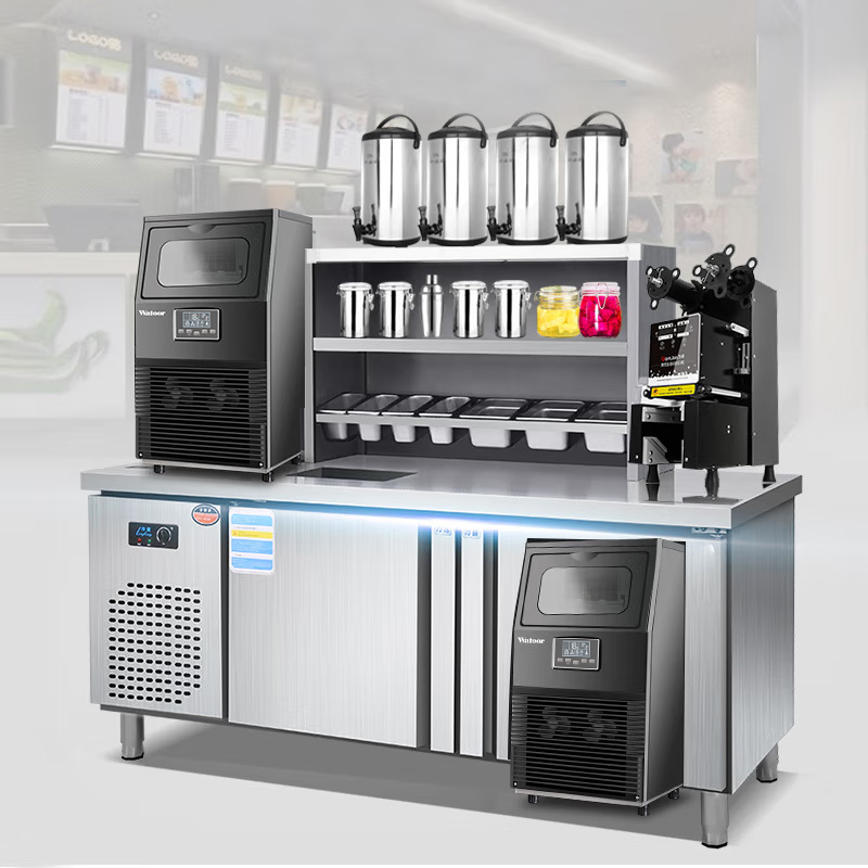 沃拓莱(Watoor)制冰机小型商用奶茶店KTV方冰块40kg/55kg大型全自动桶装水冰块制作机 32冰格40KG