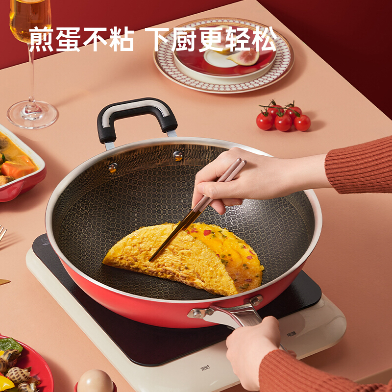 炊大皇第二代316不锈钢不粘平底炒锅 可用钢铲 炉灶通用 316L BZ50786 32cm高清大图