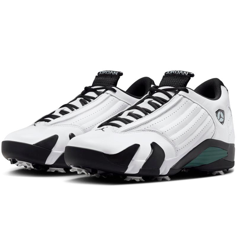 乔丹(Jordan)男款AJ14高尔夫鞋白绿拼色透气缓震防滑运动休闲板鞋高清大图